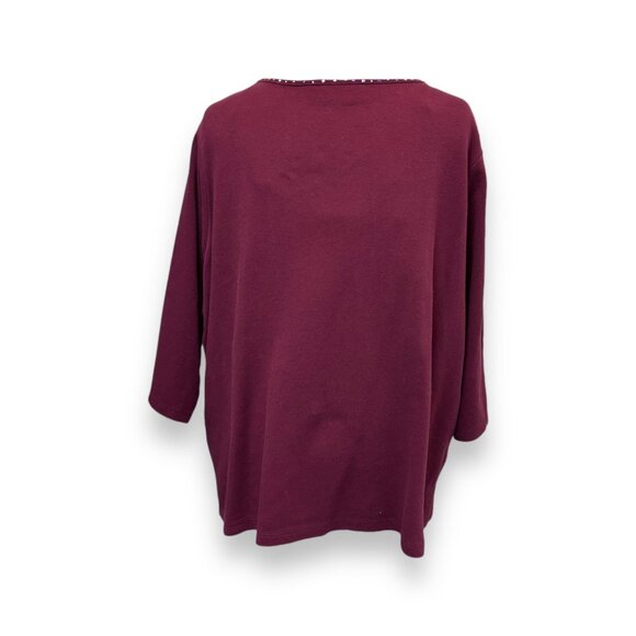 Quacker Factory Women’s Holiday Reindeer Top With Rhinestones Burgundy Wine 2X - Picture 5 of 10